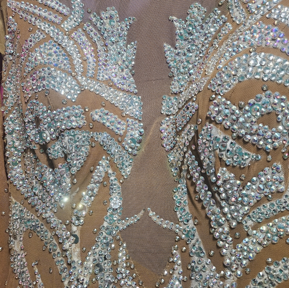 White Swan Smooth Couture Ballroom or Pageant Gown, Swarovski AB, Dore Designs